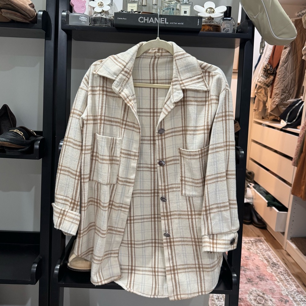 Plaid Cream and Brown Shacket